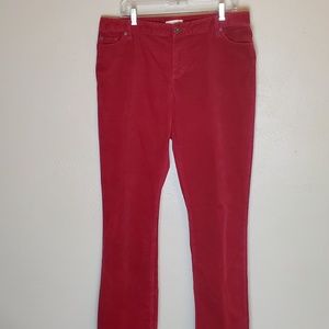 COLDWATER CREEK RED MIDRISE CORDUROY PANTS 16